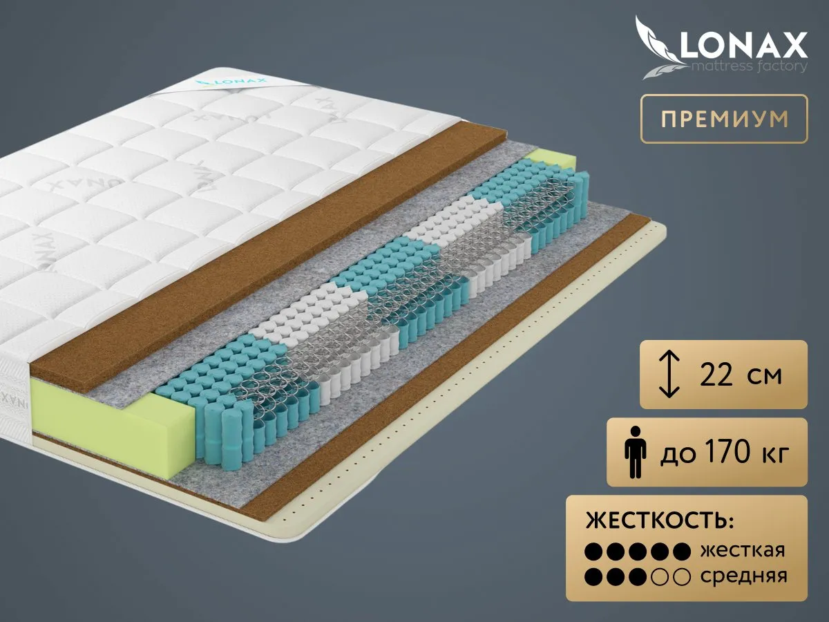 Матрас Lonax Cocos Medium S1000 5 зон