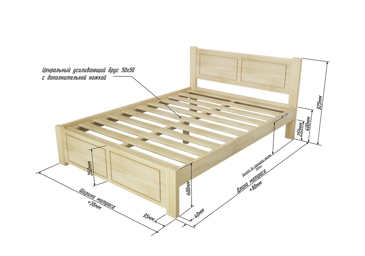 Габариты кровати Alitte Abillion Wood Side Extra Janice Extra