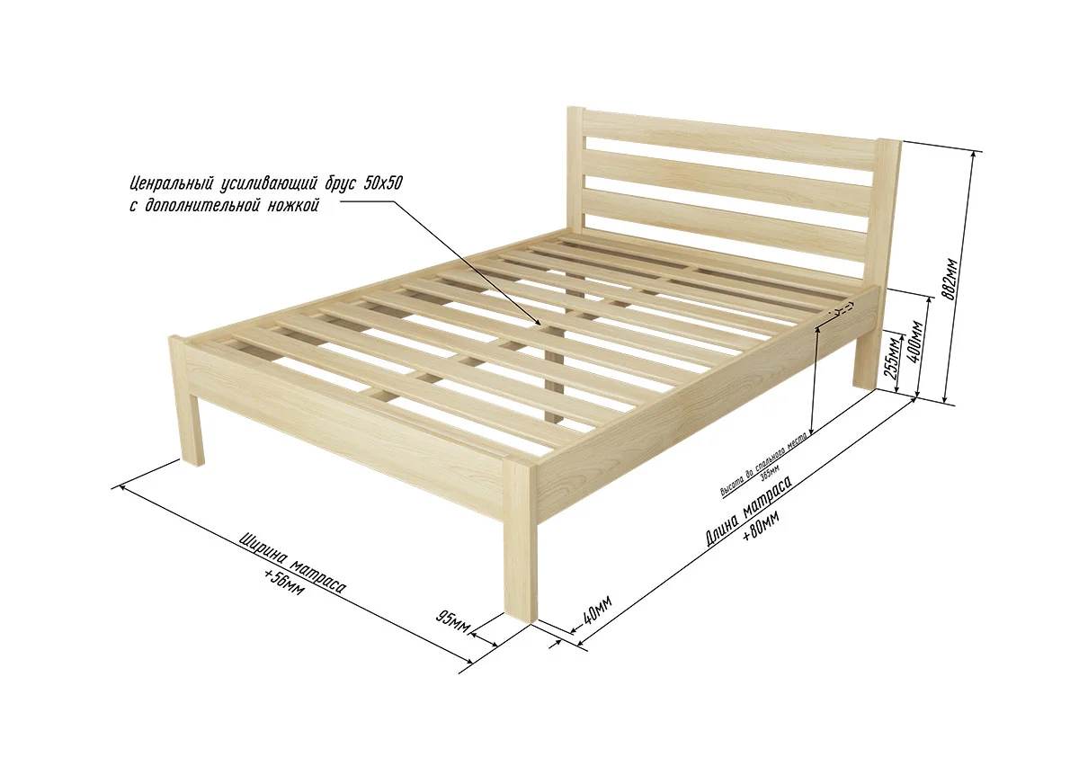 Габариты кровати Alitte Abillion Wood Side Extra Kate Extra