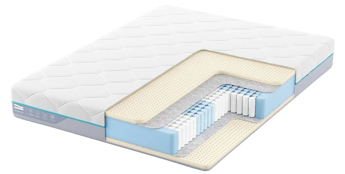 Матрас Promtex Multipacket Latex, в разрезе, вид с угла