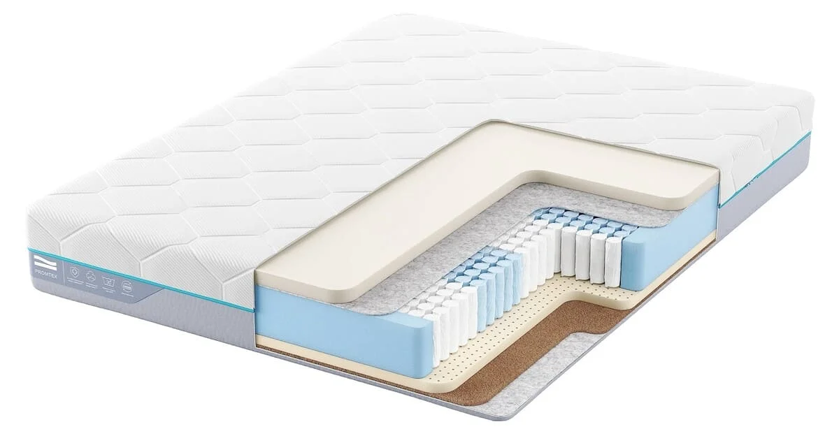 Матрас Promtex Multipacket Middle Memory, в разрезе, вид с угла