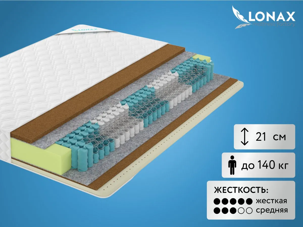 Матрас Lonax Cocos Medium TFK 5 зон