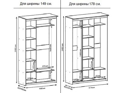 Размеры шкафа и полок